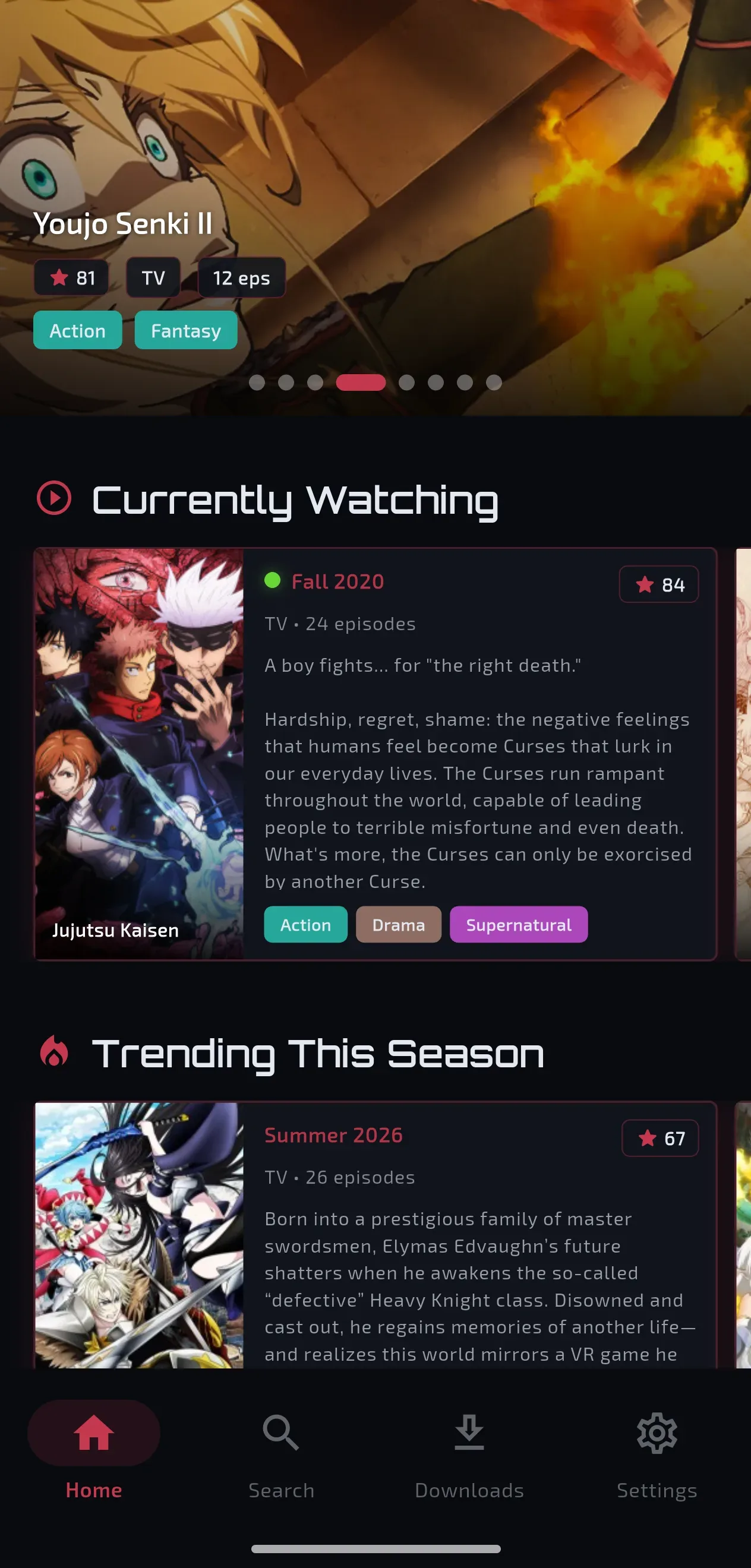 Senpwai home screen on a phone